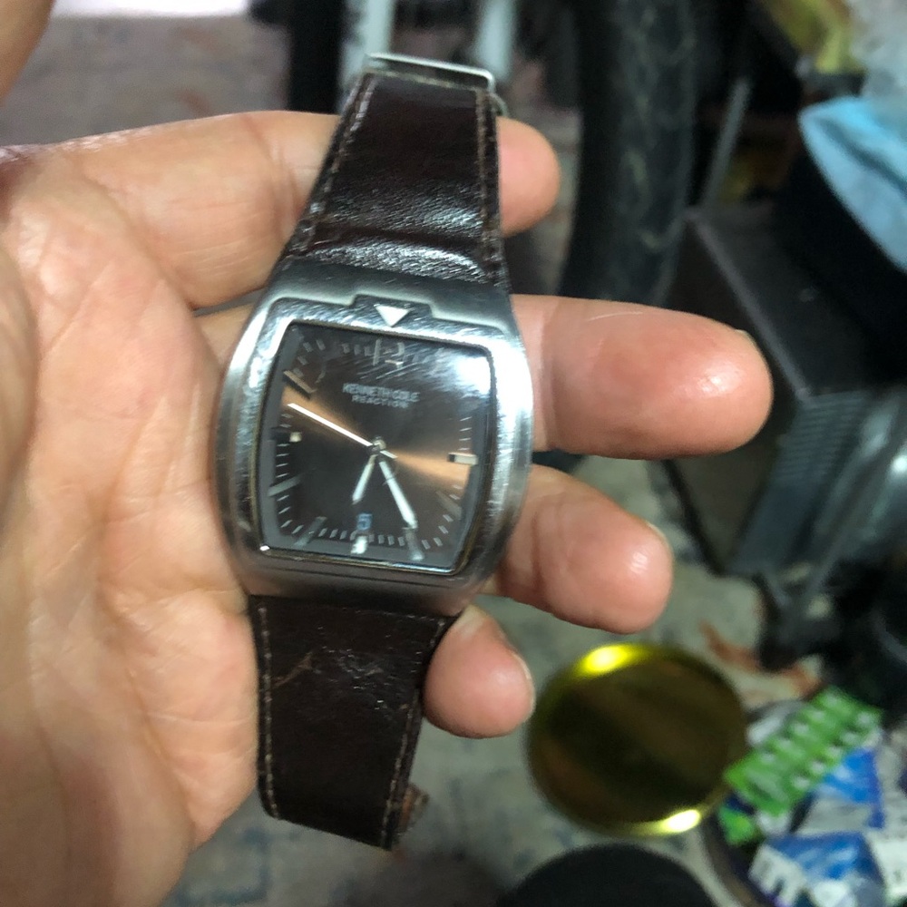 Brown Leather Strap Watch with Silver Case
